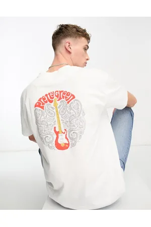 Pretty Green Paisley guitar relaxed fit t-shirt in with back print