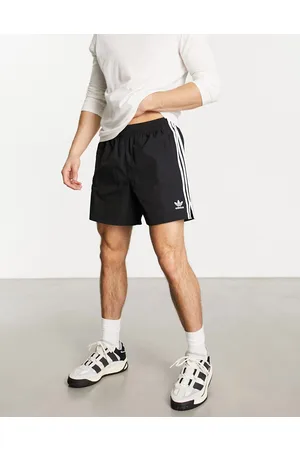 adidas Adicolor polyester 3 stripe shorter shorts in