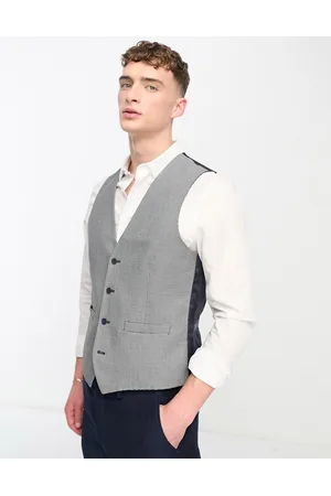 French Connection Suit waistcoat in black and check