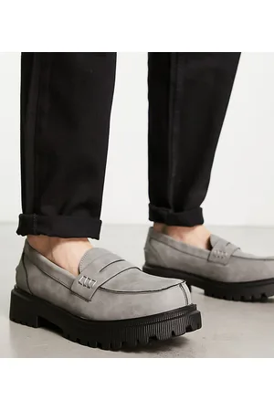 London Rebel Wide fit cleated sole chunky penny loafers in