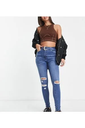 Parisian Belted skinny jeans in mid
