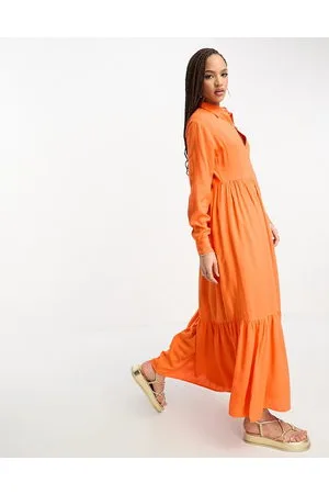 Monki Poplin maxi shirt dress in