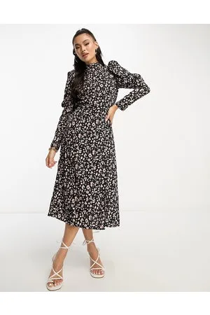 Ax Paris Midi dress with ruched sleeves in floral