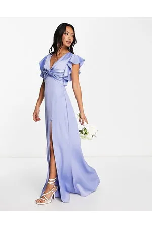 TFNC Bridesmaid twist front maxi dress in powder