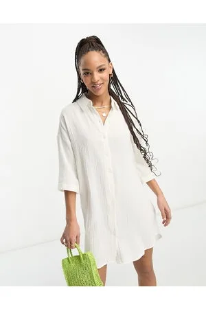 VERO MODA Textured oversized shirt dress in