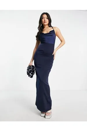 NaaNaa Cowl neck satin maxi dress in