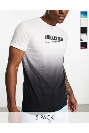 Hollister 5 pack plain/ombre/acid wash print t-shirt in