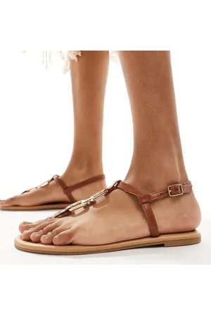 ASOS Fortune hardware flat sandal in tan