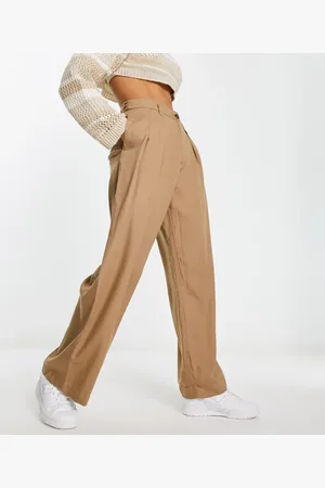 Weekday Hazel tailored trousers in dark beige