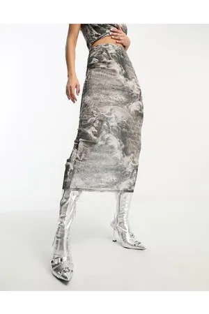 ASOS Mesh midi skirt co-ord in renaissance placement print