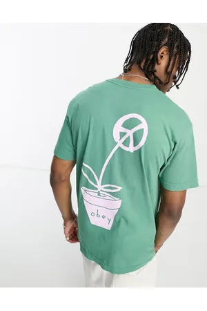 Obey Peace flower backprint t-shirt in