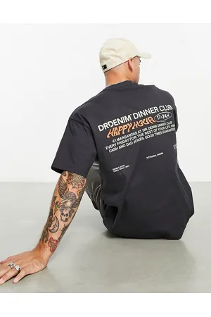 Dr Denim Trooper relaxed fit t-shirt in dark with happy hour back print