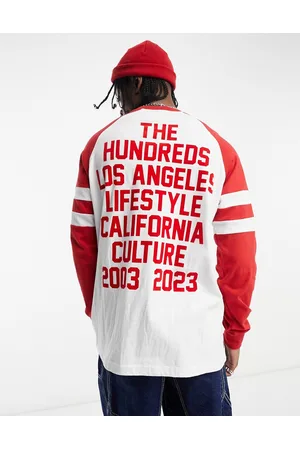 The Hundreds Cannon long sleeve raglan t-shirt in red and with back print