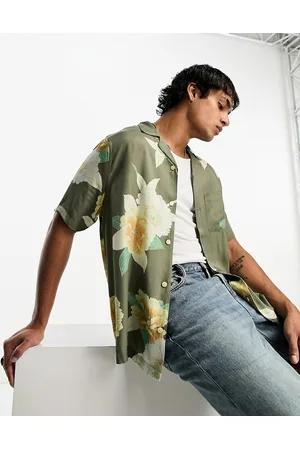 AllSaints Men Short sleeves - Alamein floral shirt in khaki