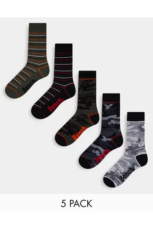 Bench Men Socks - 5 pack dress socks in khaki camo and stripes