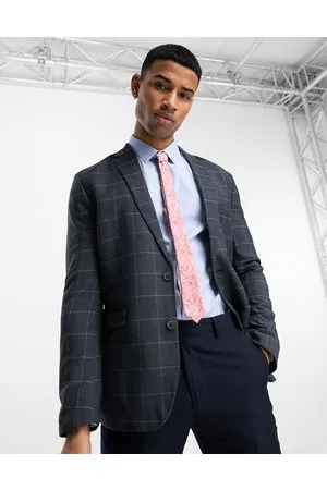 New Look Skinny suit jacket in grey & blue check