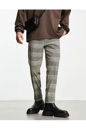 Original Penguin Slim cropped smart trousers in and beige check