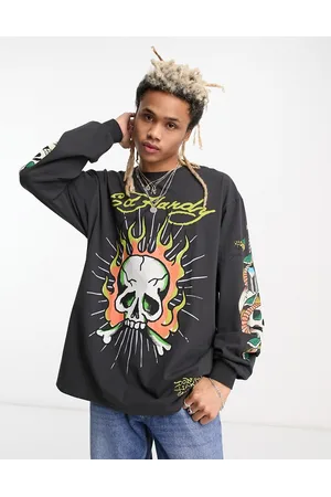 ED HARDY Long sleeve t-shirt with skull graphic in vintage