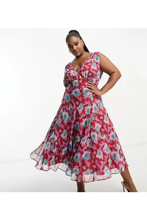 HOPE & IVY Sleeveless midaxi dress in blurred floral