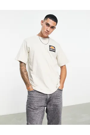 Ellesse Plastician chest logo print in beige