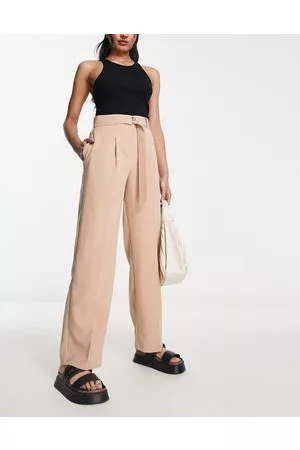 Miss Selfridge D-ring belt baggy trouser in tan