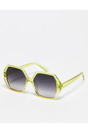 Jeepers Peepers Oversized hexagonal sunglasses in lime