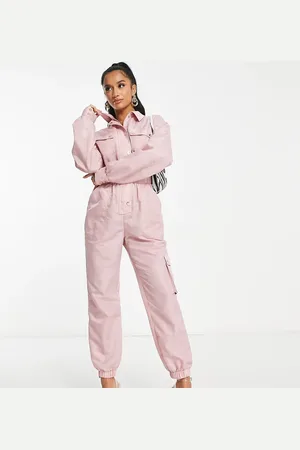 Miss Selfridge Petite nylon waisted jumpsuit in dusky