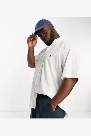 Ralph Lauren Big & Tall icon logo short sleeve seersucker shirt in