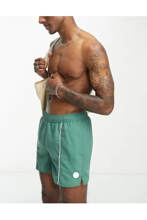 Native Youth Men Swim Shorts - Swim short with piped seam in dark - DGREEN