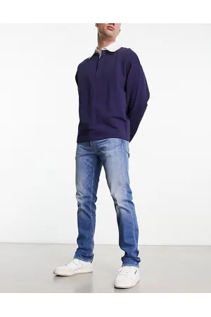 Replay Straight leg jeans in blue mid wash