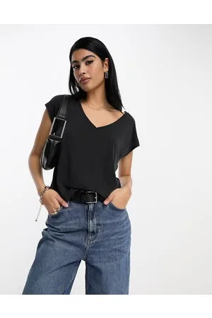 VILA Slinky v neck t-shirt in