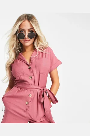 New Look Utility tie waist playsuit in