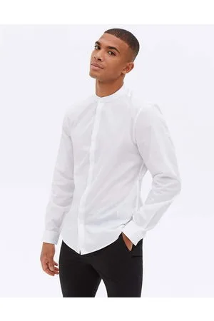 New Look Long sleeve grandad shirt in