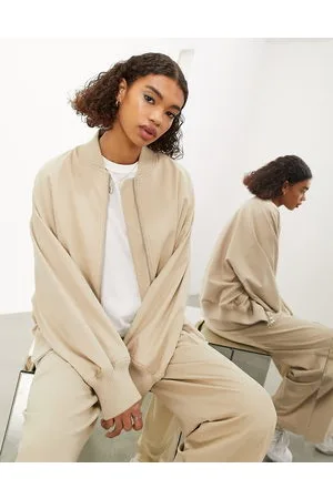 ASOS Oversized bomber jacket in stone
