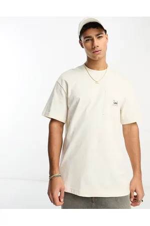 Lee Label logo pocket loose fit t-shirt in ecru