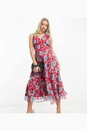 HOPE & IVY Sleeveless midaxi dress in blurred floral