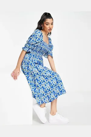 Y.A.S Y.A.S Syrine shirred midi dress in floral