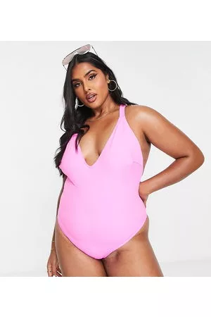 ASOS Curve T back swimsuit in bright
