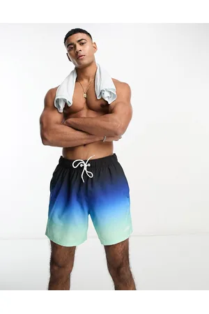 Hollister 5in guard logo ombre print swim shorts in mint/blue