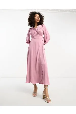 VILA Bridesmaid wrap full maxi dress in dusty