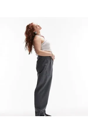 Topshop Curve premium balloon tapered pocket trouser in navy
