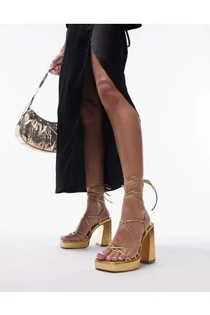 Topshop Eve heeled platform with ankle tie in