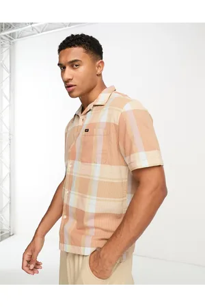 Lee Resort short sve check relaxed fit shirt in tan