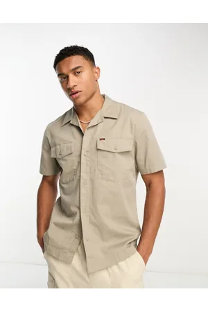 Lee Short sve relaxed fit chepota twill shirt in beige