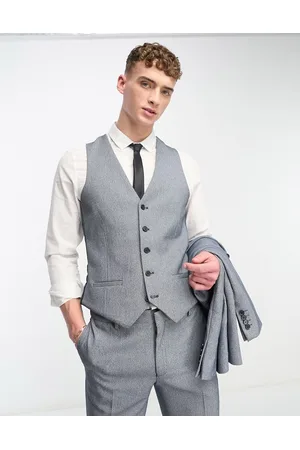 River Island Skinny houndstooth suit waistcoat in