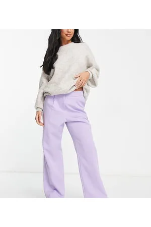 Miss Selfridge Petite slouchy straight leg dad trouser in lilac - LILAC