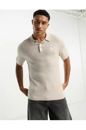 Abercrombie & Fitch Men Polo Shirts - Icon logo knit polo in beige
