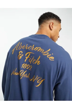Abercrombie & Fitch Men Long Sleeve - Patch & back logo long sleeve top in dark
