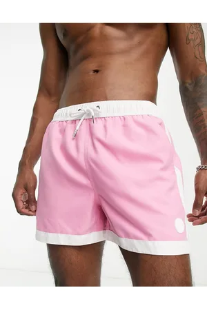 Native Youth Men Swim Shorts - Swim short with side stripe in and white