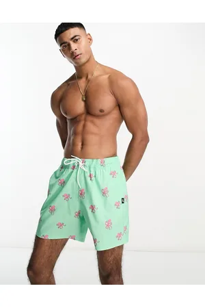 Hollister 5in guard octopus print swim shorts in turquoise